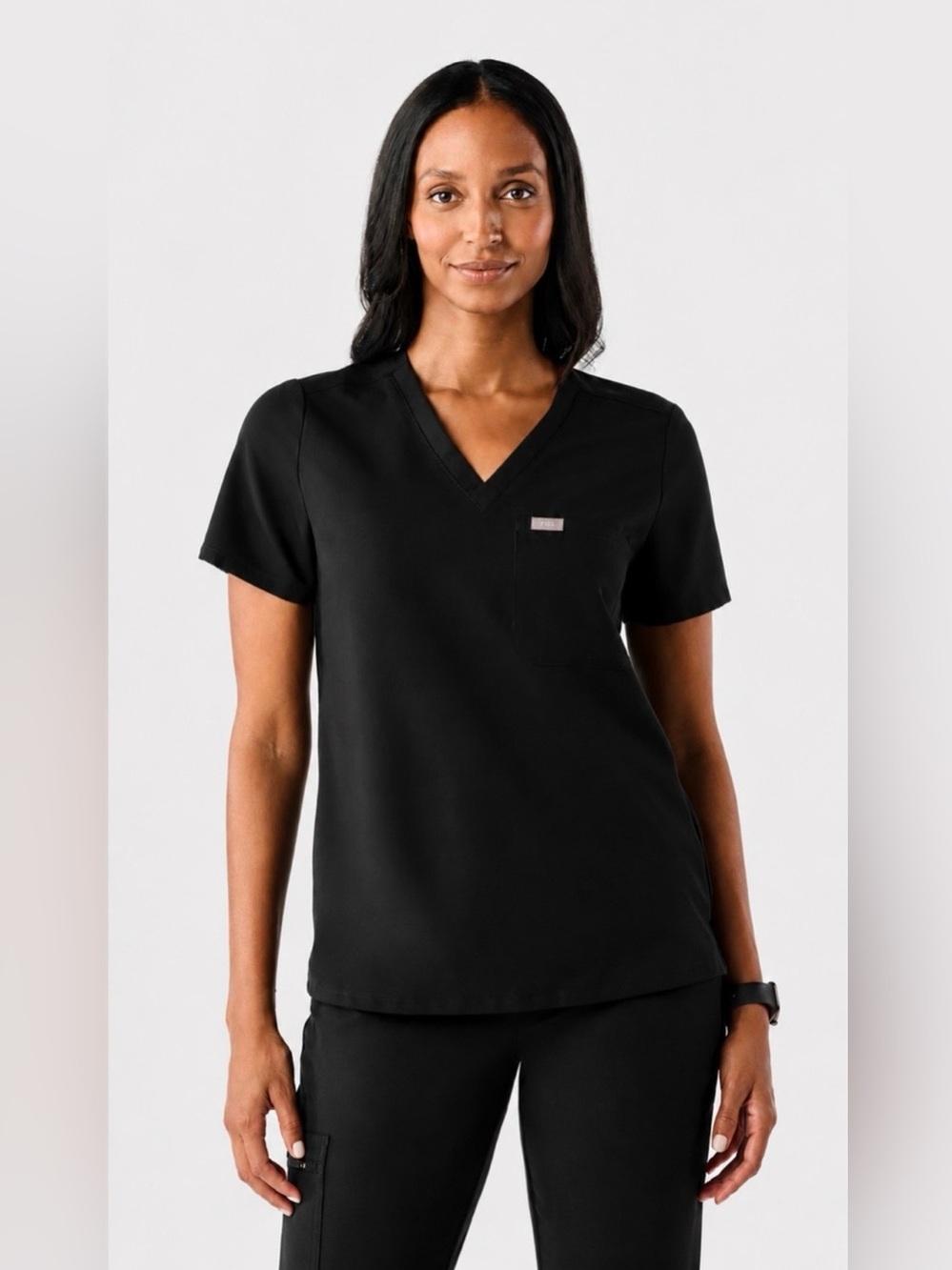 FIGS Catarina Scrub Top Black XXS